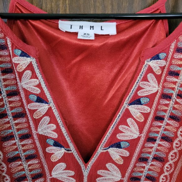 THML Coral Embroidered Beach Dress Size XS - Picture 4 of 10